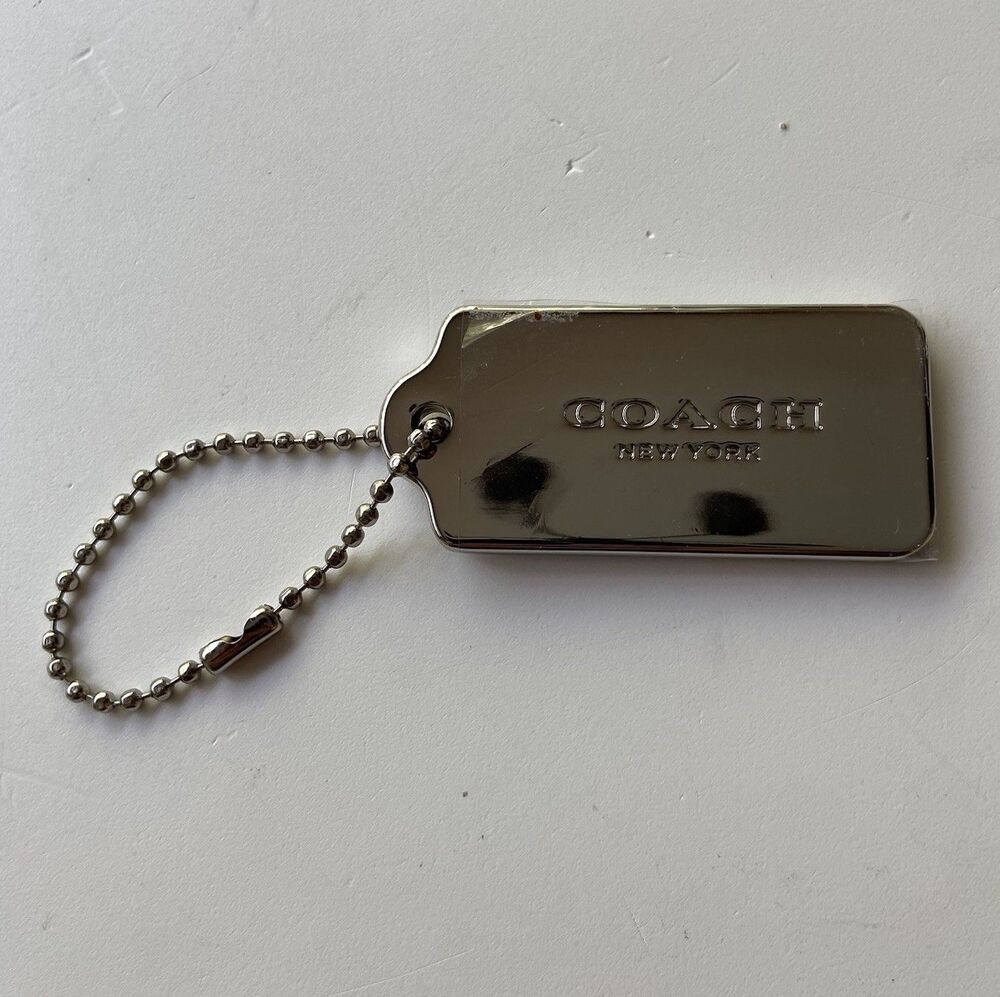 Coach Metal Silver Tone Hang Tag Keychain Charm Hardware Replacement Spare New